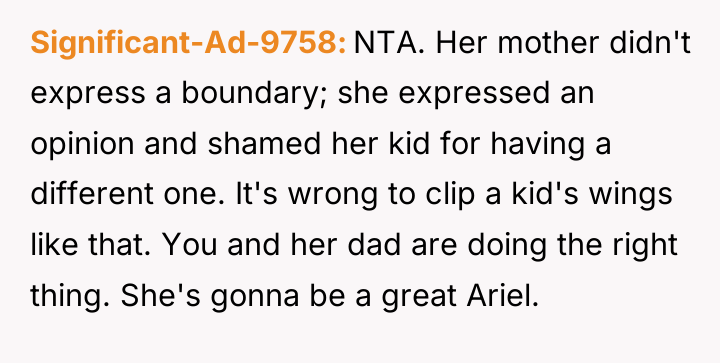 Significant-Ad-9758 NTA. Her mother didn't express a boundary; she expressed...