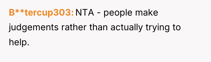 B**tercup303 NTA - people make judgements rather than actually trying...