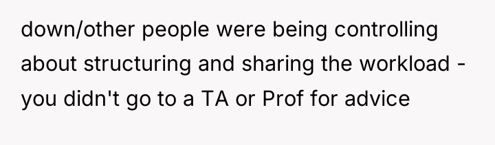 down/other people were being controlling about structuring and sharing the...
