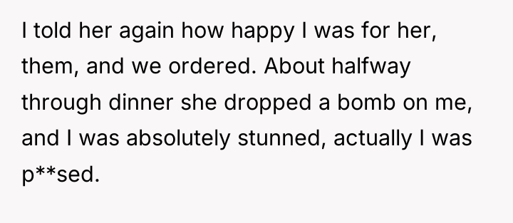 I told her again how happy I was for her,...