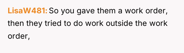 LisaW481 So you gave them a work order, then they...