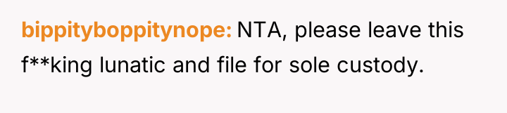 bippityboppitynope NTA, please leave this f**king lunatic and file for...