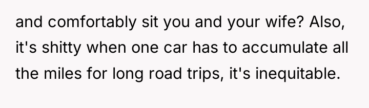 and comfortably sit you and your wife? Also, it's shitty...