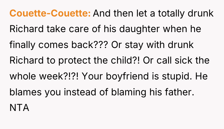 Couette-Couette And then let a totally drunk Richard take care...