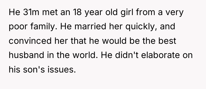 He 31m met an 18 year old girl from a...
