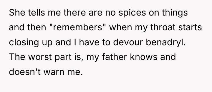 She tells me there are no spices on things and...