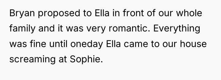 Bryan proposed to Ella in front of our whole family...