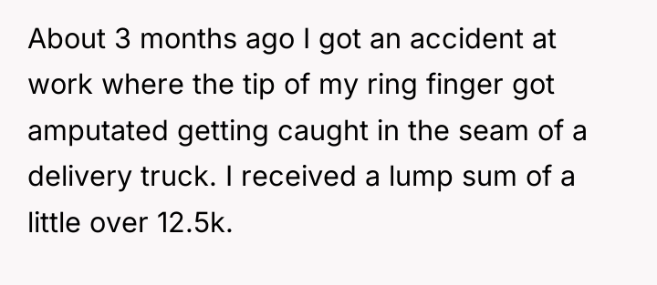 About 3 months ago I got an accident at work...
