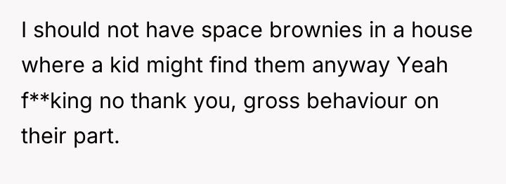 I should not have space brownies in a house where...