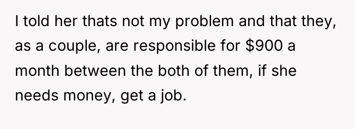 I told her thats not my problem and that they,...
