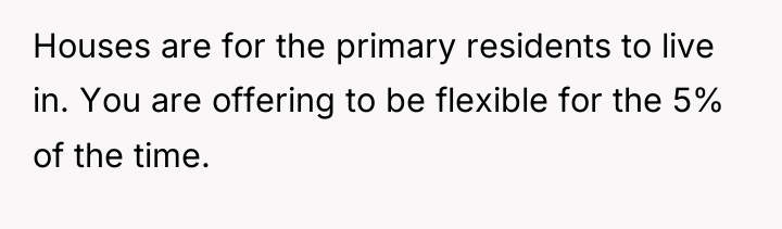 Houses are for the primary residents to live in. You...