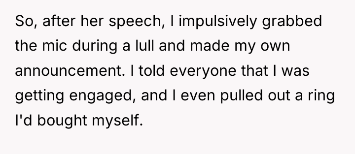 So, after her speech, I impulsively grabbed the mic during...