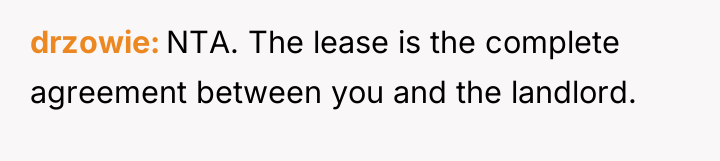 drzowie NTA. The lease is the complete agreement between you...