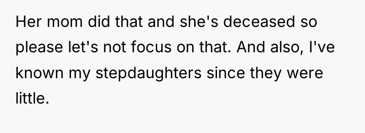Her mom did that and she's deceased so please let's...