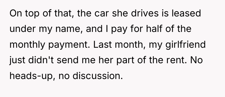 On top of that, the car she drives is leased...