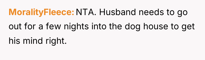 MoralityFleece NTA. Husband needs to go out for a few...