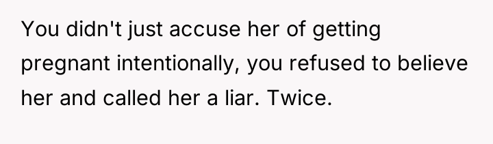 You didn't just accuse her of getting pregnant intentionally, you...