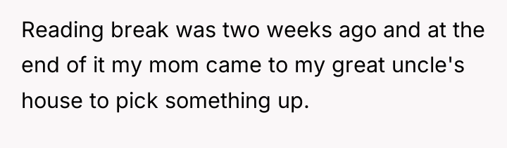 Reading break was two weeks ago and at the end...