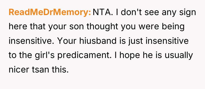 ReadMeDrMemory NTA. I don't see any sign here that your...