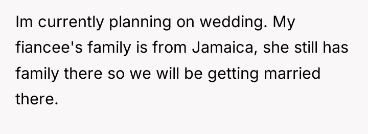 Im currently planning on wedding. My fiancee's family is from...