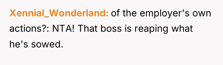Xennial_Wonderland of the employer's own actions?: NTA! That boss is...