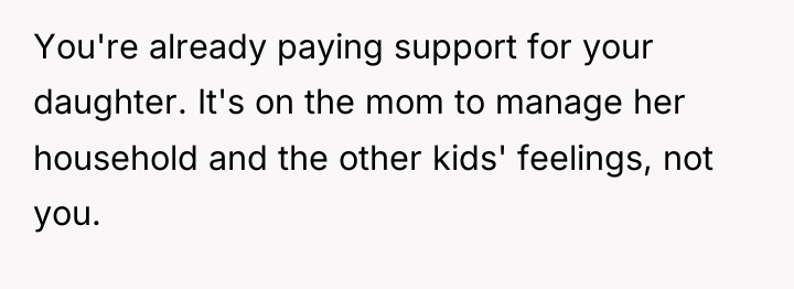 You're already paying support for your daughter. It's on the...