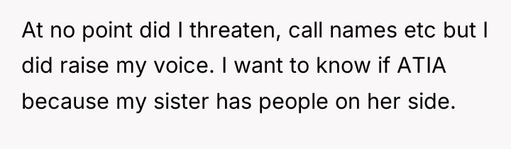 At no point did I threaten, call names etc but...