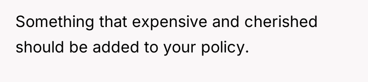 Something that expensive and cherished should be added to your...