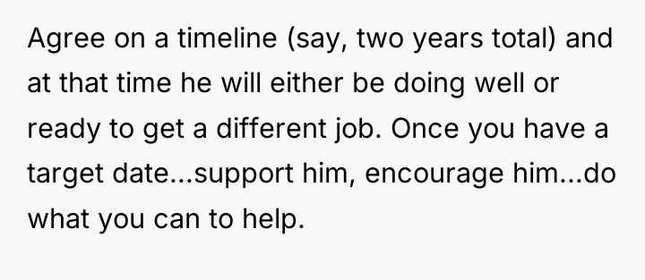 Agree on a timeline (say, two years total) and at...