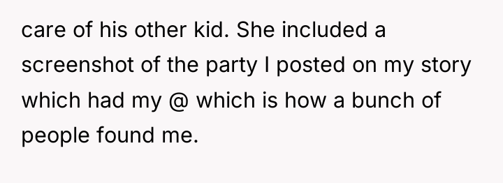 care of his other kid. She included a screenshot of...