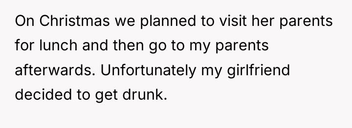 On Christmas we planned to visit her parents for lunch...