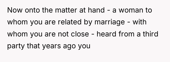 Now onto the matter at hand - a woman to...