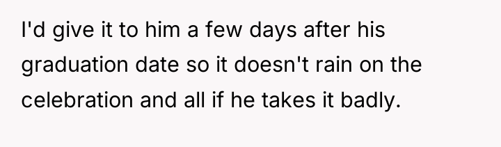 I'd give it to him a few days after his...