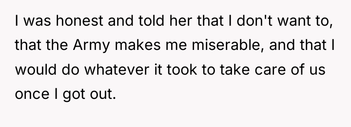 I was honest and told her that I don't want...