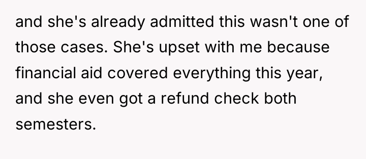 and she's already admitted this wasn't one of those cases....