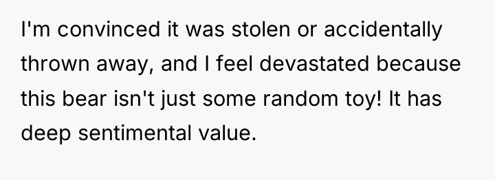 I'm convinced it was stolen or accidentally thrown away, and...