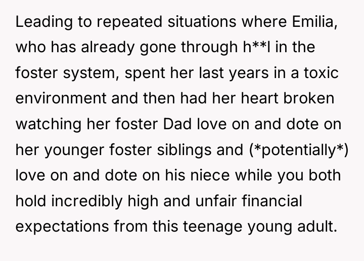 Leading to repeated situations where Emilia, who has already gone...