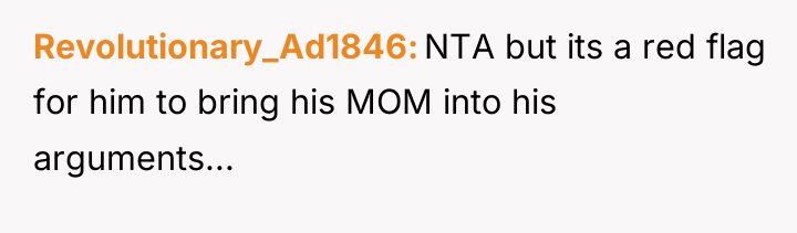 Revolutionary_Ad1846 NTA but its a red flag for him to...