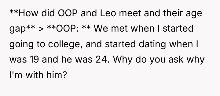 **How did OOP and Leo meet and their age gap**...