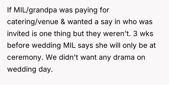 If MIL/grandpa was paying for catering/venue & wanted a say...