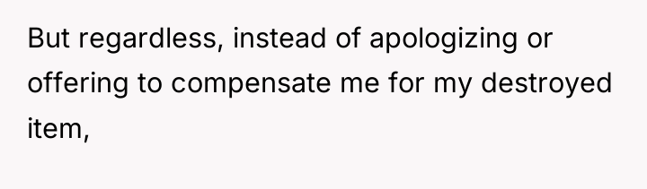 But regardless, instead of apologizing or offering to compensate me...