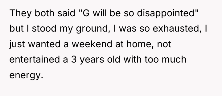 They both said "G will be so disappointed" but I...