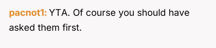 pacnot1 YTA. Of course you should have asked them first.