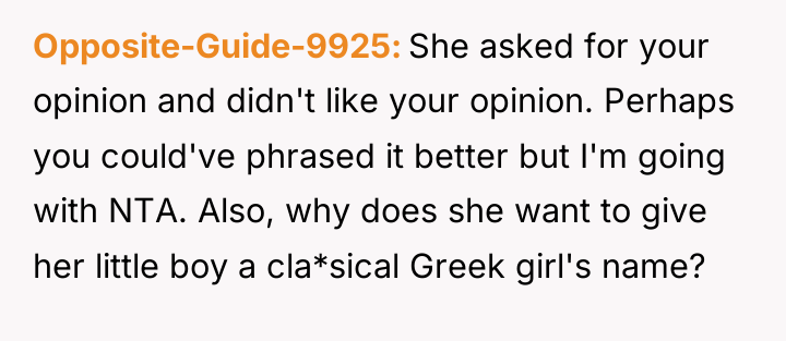 Opposite-Guide-9925 She asked for your opinion and didn't like your...