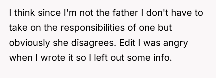 I think since I'm not the father I don't have...