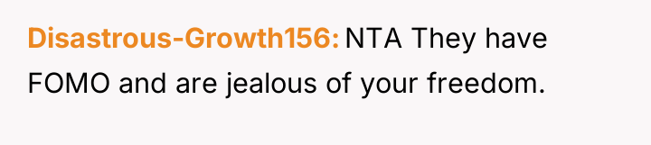 Disastrous-Growth156 NTA They have FOMO and are jealous of your...