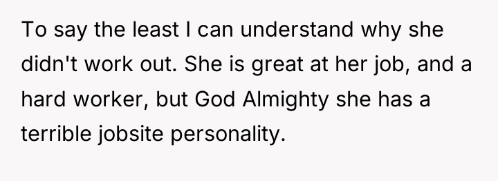 To say the least I can understand why she didn't...