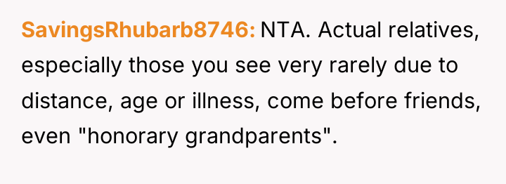 SavingsRhubarb8746 NTA. Actual relatives, especially those you see very rarely...