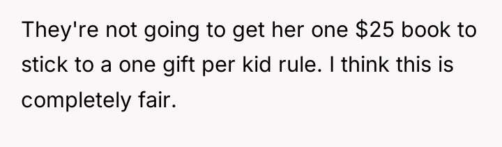 They're not going to get her one $25 book to...
