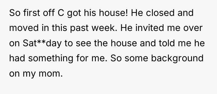 So first off C got his house! He closed and...